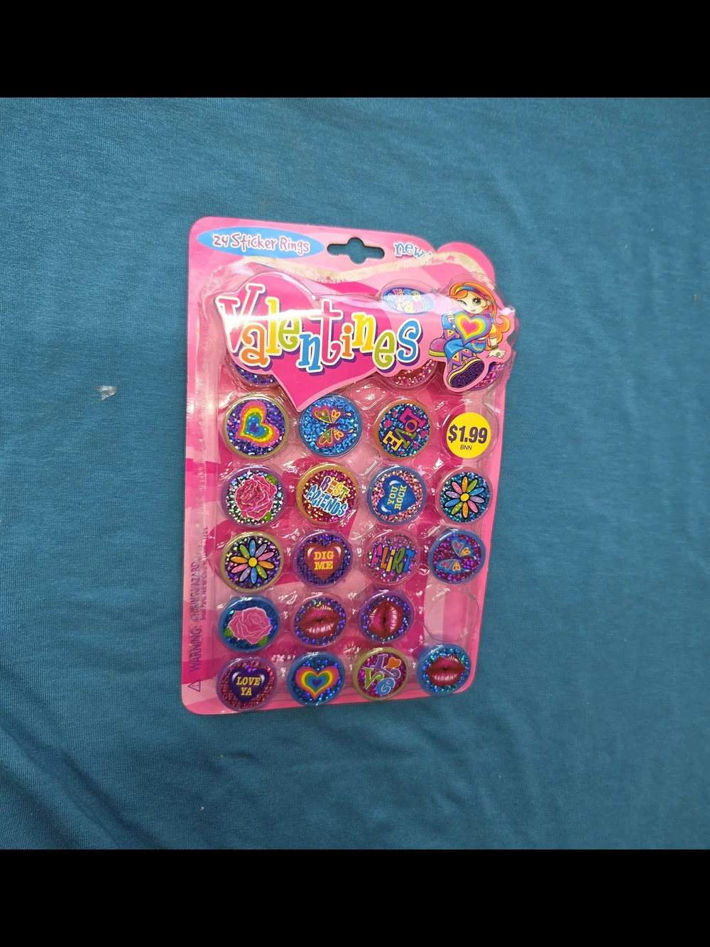 Vintage Lisa Frank Valentines Sticker Rings